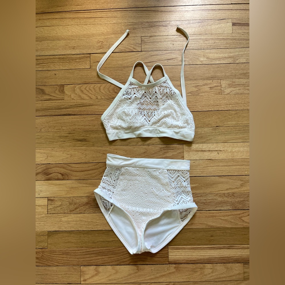 New Adore Me cream lace high waisted bikini size S